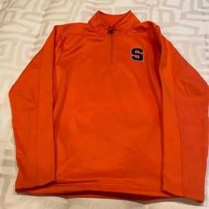 Syracuse University orange pull over with pockets.